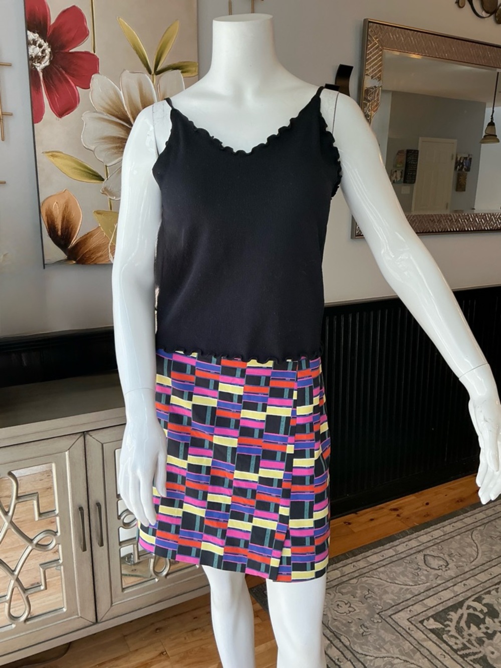 Kate Spade Boho Fitted Silhouette Vibrant Multicolor Geometric Mini Skirt Size 4
